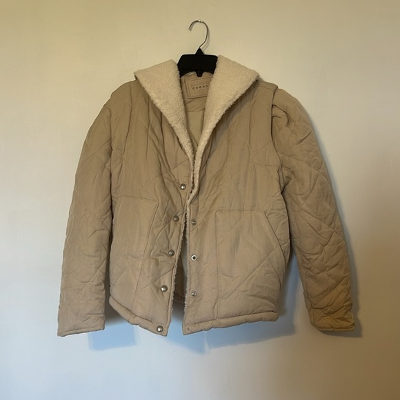 BLANK NYC Warm Hearts Quilted Sherpa Button Down Jacket Cream/Beige - Picture 4 of 9